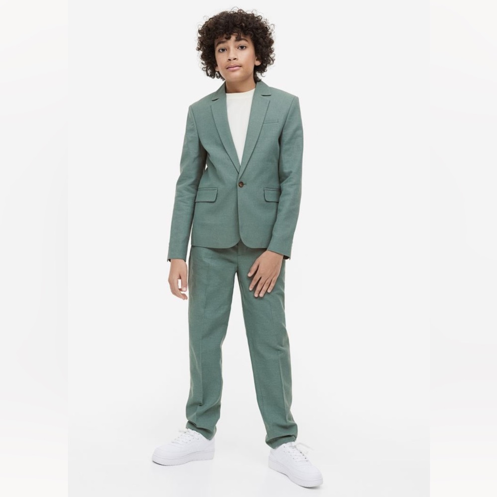 Green textured H&M boys suit